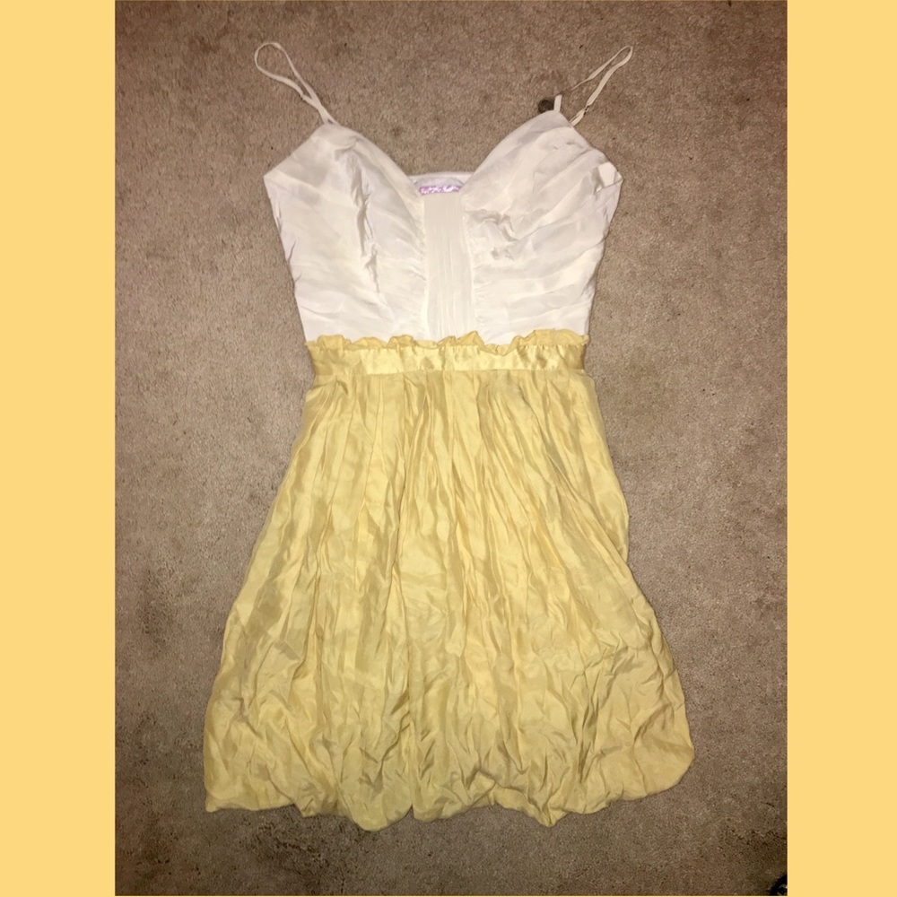Parameter Brand 100% Silk Yellow And Cream Dress